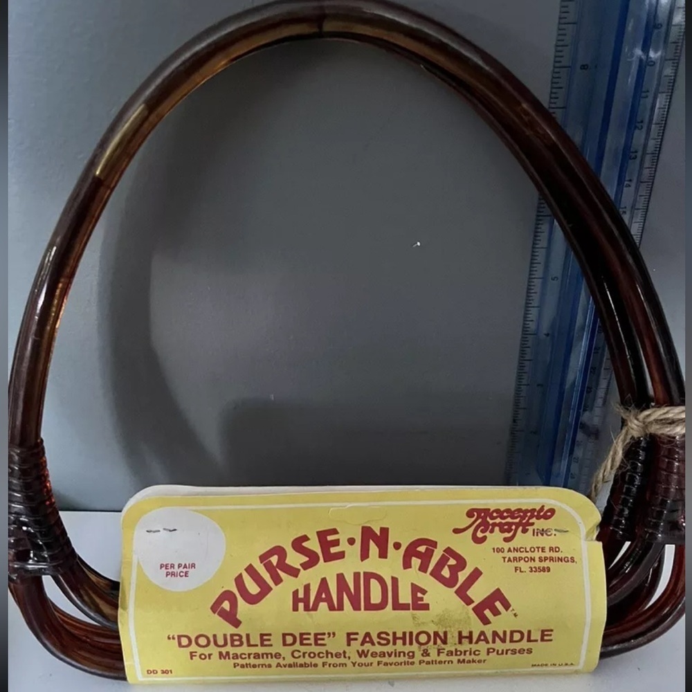 NEW Two 10"  Brown Purse Handles Knitting Crochet Vintage